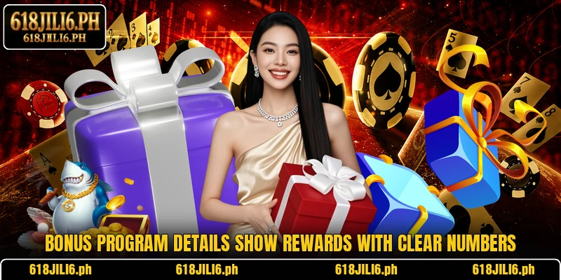 Bonus program details show rewards with clear numbers