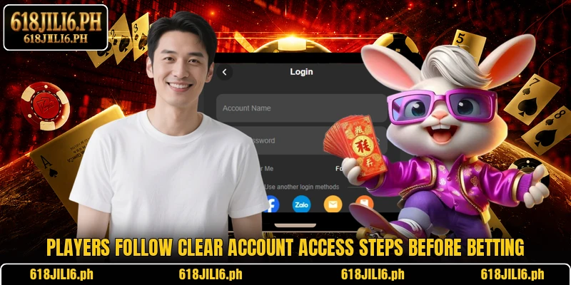 Players follow clear account access steps before betting