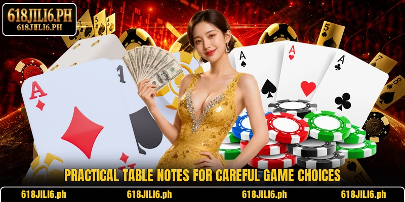 Practical table notes for careful game choices